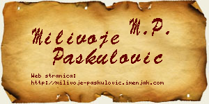 Milivoje Paskulović vizit kartica